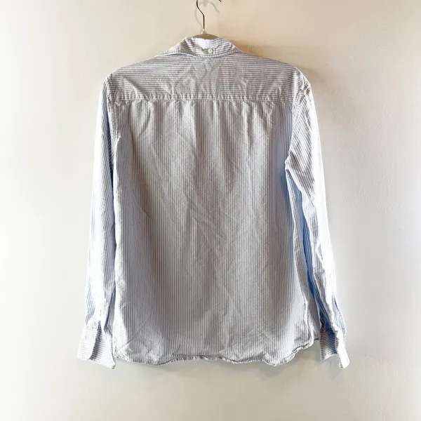 Brandy Melville Stephanie Long Sleeve Striped Button Down Shirt Blue M - Image 4