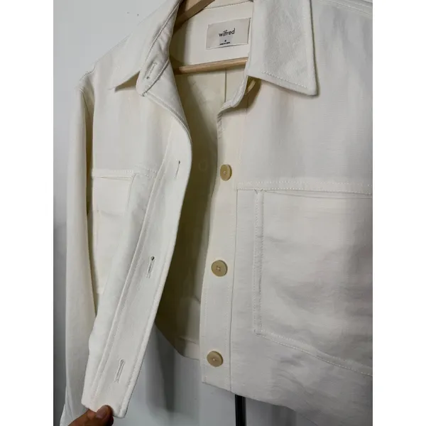 Wilfred Little Cropped Jacket White Button Up Structured Utility Coat M - Image 3