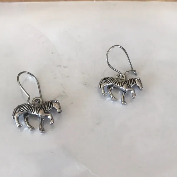 New zebra earrings in pewter half inch - Image 6