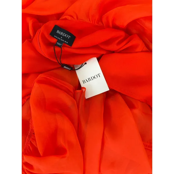 Bardot XL Orange Maxi Dress NWT - Halter Backless Formal Dress Defect Zipper 54" - Image 6
