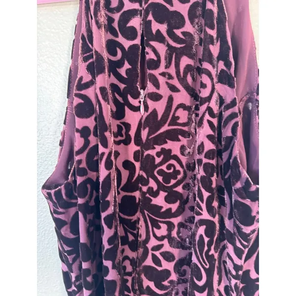 Vintage 90s Purple Velvet Burnout Halter Mini Dress Womens M Y2K Goth Grunge - Image 4