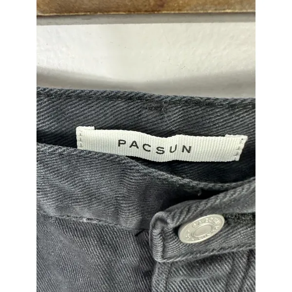 PacSun Denim Shorts 28 Black Vintage High Rise‎ Distressed Raw Hem Y2K Grunge - Image 3