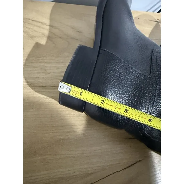Tory Burch Black Riding Boots Pebbled Leather Sz 7 Gold‎ Detail - Image 11