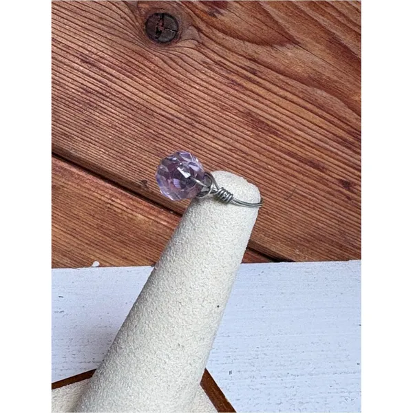 Handcrafted Lavender Faceted Wire Ring Purple Size 2 - Image 3
