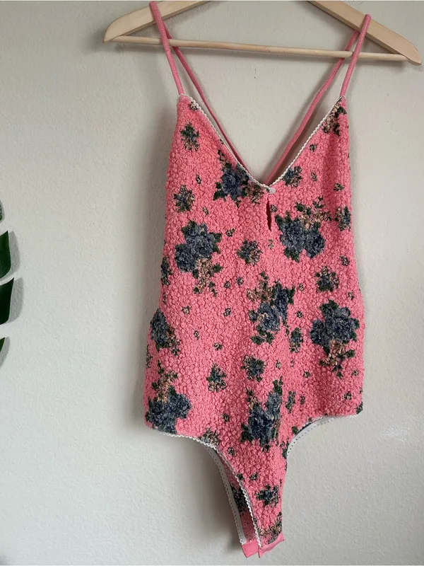 Free People Pink Seaside Rose Smocked Bodysuit - Image 4