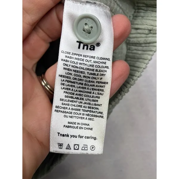 Tna Aritzia‎ Sage Green Corduroy Cropped Zip Up Jacket Womens XS - Image 8