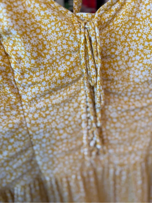 Hollister Yellow Floral Tiered‎ Mini Dress Long Sleeve Size M - Image 2