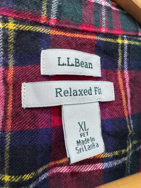Red L.L. Bean Relaxed Fit Flannel Button Down Size XLP EUC - Image 5