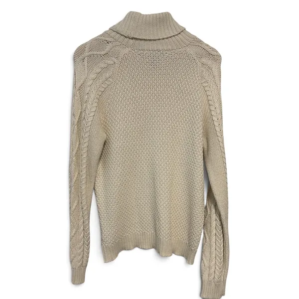 Lauren Ralph Lauren Cream Cable Knit Turtleneck Sweater XL Ivory Cotton Blend - Image 2