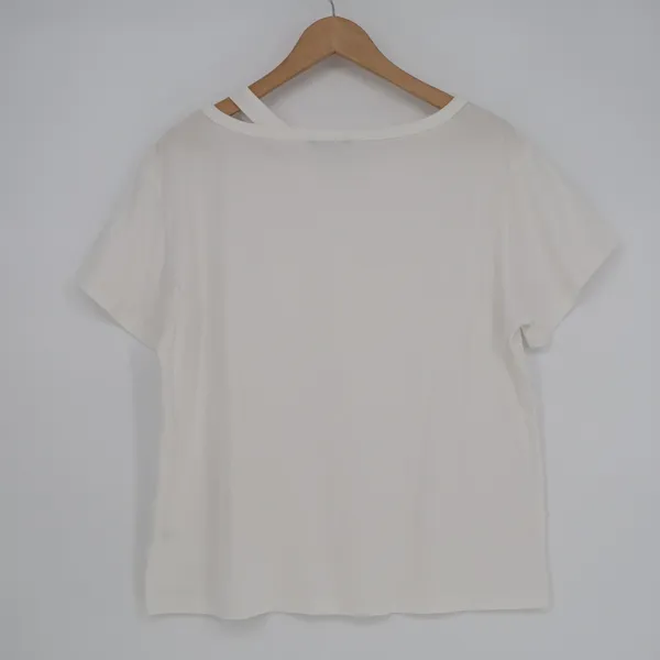 Shein T Shirt Womens Large 8/10 White Soft Jersey Knit V Neck Casual Wear Top - Image 5
