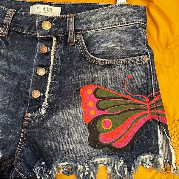 Free People Denim Butterfly Shorts Size 26‎ - Image 11