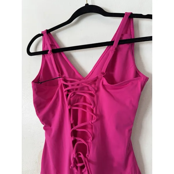 NWT TA3 Plungey Swimsuit Lace Up One Piece Shapewear Pink Size XS XLONG - Image 6