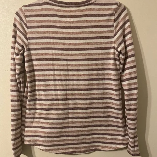 Womens American Eagle‎ Soft & Sexy Plush Long Sleeve Pullover Brown Striped XS - Image 3