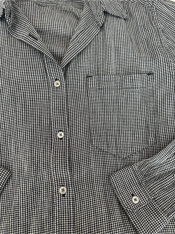 7 For All Mankind Black and White Check Button-Down Shirt - Image 2