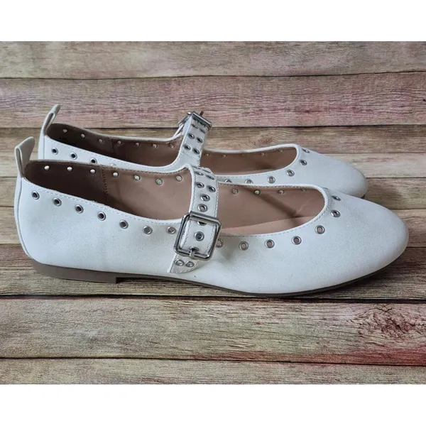 NWOT MIA Ulani Mary Jane Ballet Womens Off White Flats Casual Size 8.5M Grommet - Image 6