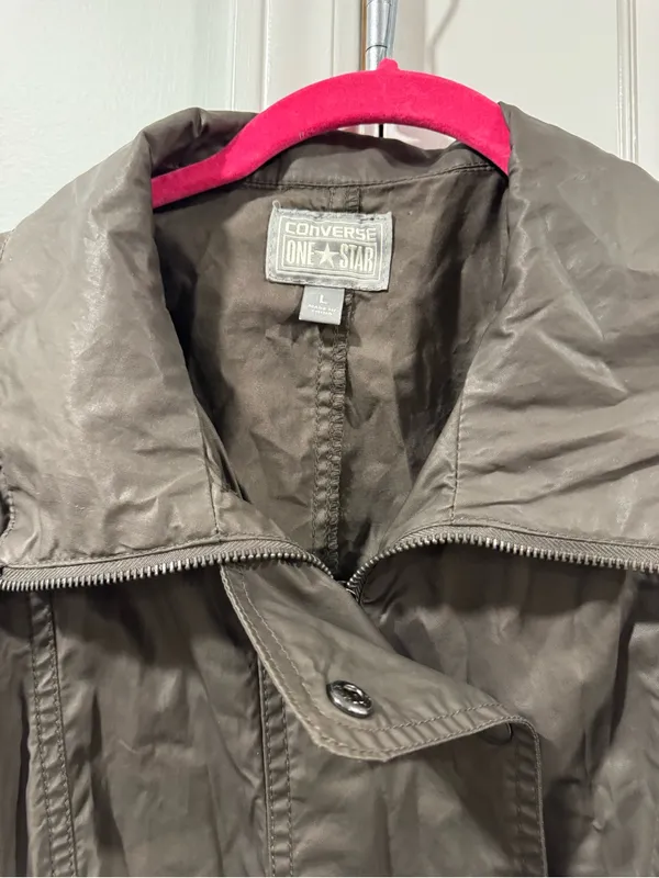 Women's Taupe Utility Belted Jacket with Gathered Shoulders - Image 2