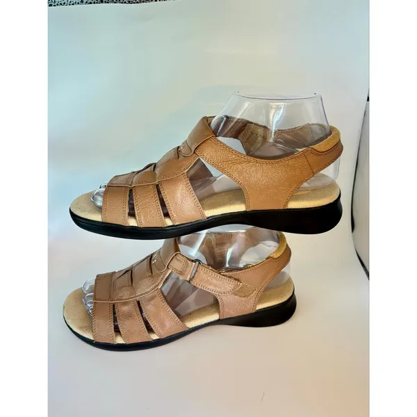 Dr Scholl’s Advanced Comfort Tan leather memory foam fisherman sandals sz 6.5 - Image 3