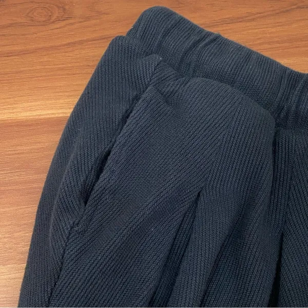 FREE PEOPLE BEACH Black Washed Drawstring Waist Pleated Wide Leg Cropped Pant XS - Image 5