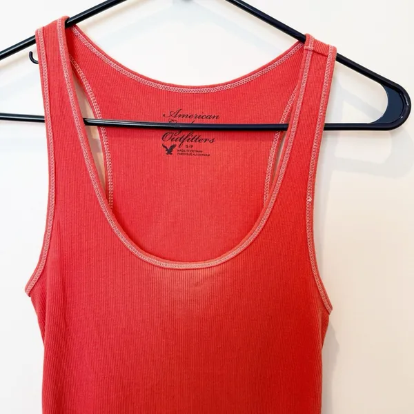 Vintage American Eagle Womens Y2K Rib‎ Tank Top Small Preppy Pink Bella Swan - Image 2