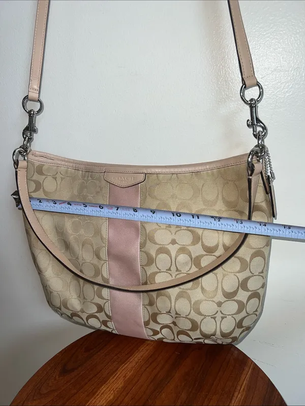 Coach convertible Hobo with Pink Center Stripe crossbody or shoulder bag - Image 10