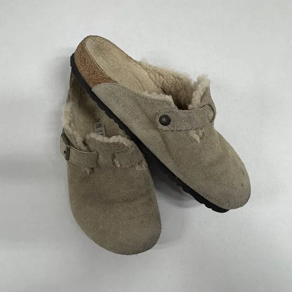 Birkenstock Boston Shearling Suede Leather - Taupe -‎ Size 40. - Image 3