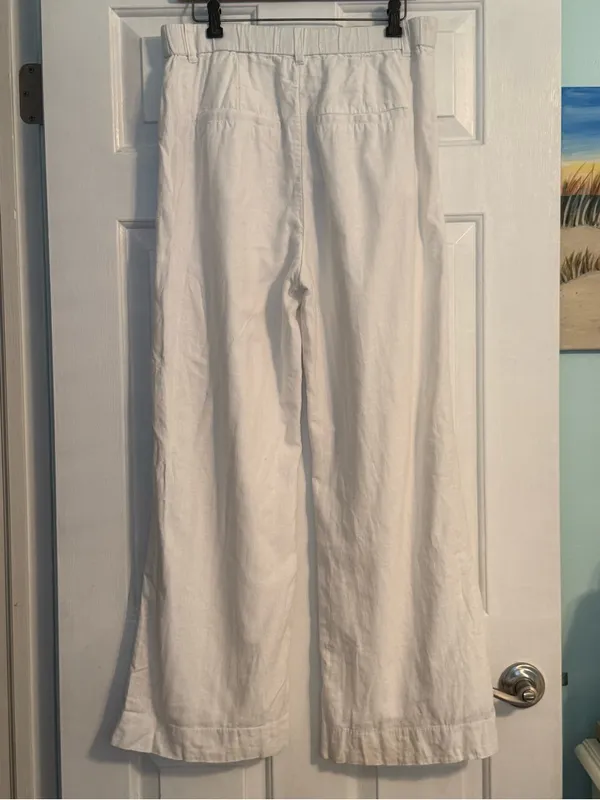 Abercrombie & Fitch Sloane Linen Blend Wide Leg Pants in White - Image 3