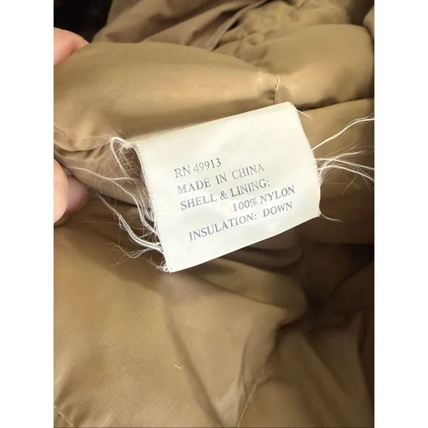 VTG 1980s THE COMPANY STORE Women L Beige Khaki Goose Down Insulated Trench Coat - Image 4