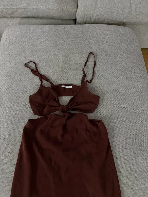Peppermayo | Chocolate Brown Knit Mini Dress | Size 6 - Image 3