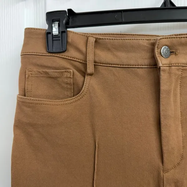LOFT‎ brown high waisted pintucked 5 pocket cotton stretch bootcut jeans pants 8 - Image 2