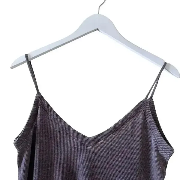 Chaser Revolve DOUBLE V NECK RIB CAMI BEAR Purple Women’s Top SZ M - Image 4
