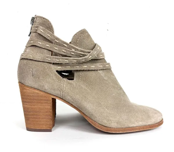 Frye Naomi Pickstitch Booties Ash Soft Oiled Italian Suede Back Zip Size 7.5 - Image 5
