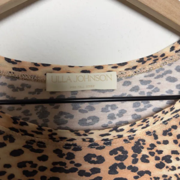 Ulla Johnson Women Eve Snow Leopard Shirt‎ Medium Long Sleeve Crew Neck Cotton - Image 4