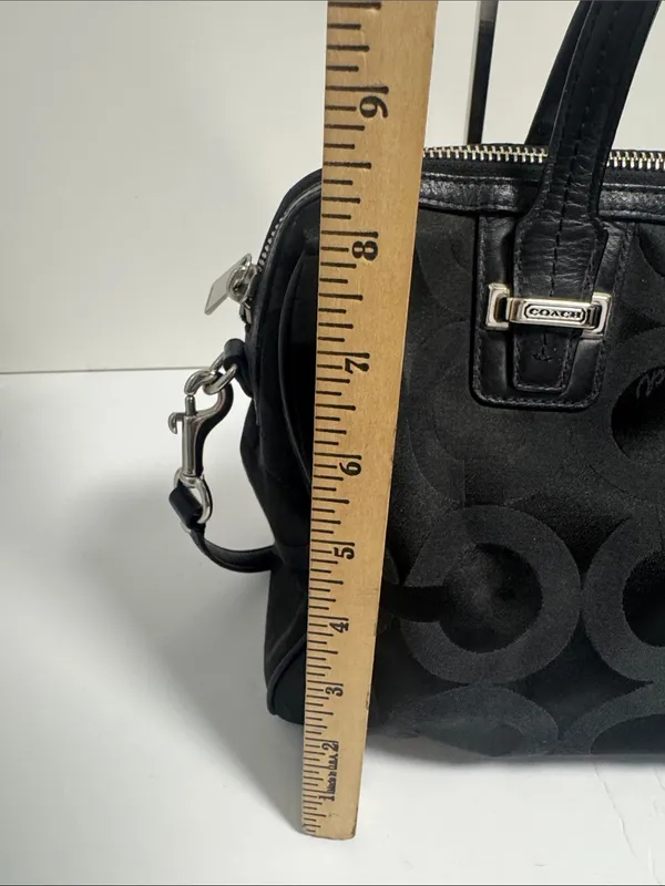Coach Black Op Art Taylor Signature Satchel with Silver Hardware Crossbody - Image 11