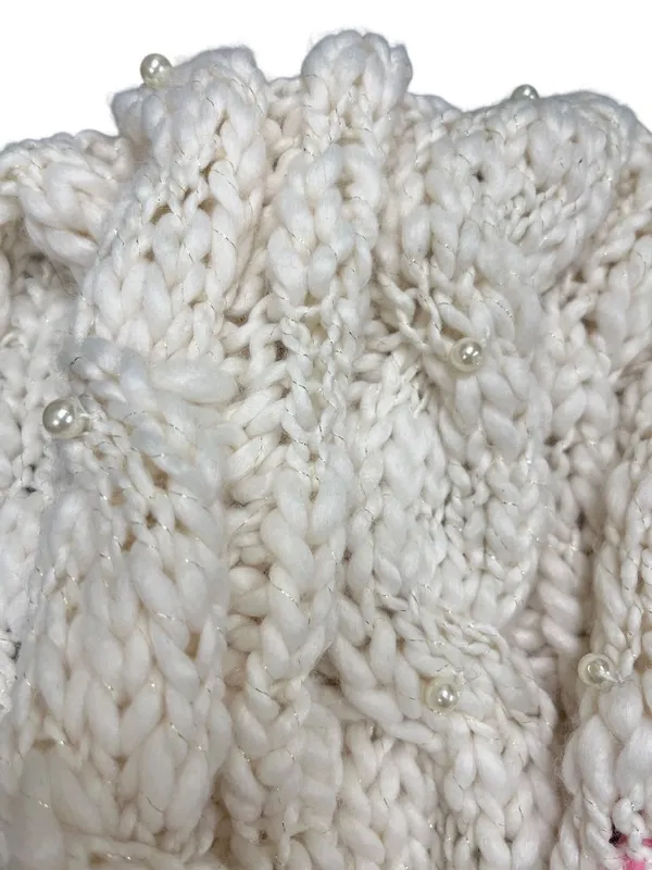 Betsey Johnson womens white cream beaded neck scarf One Size SKU 10-648 - Image 3