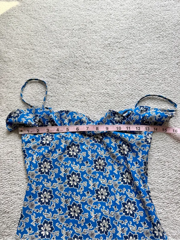 J. Crew One-Piece Swimsuit Cobalt Blue Floral Ruffle 8 NEW NWOT - Image 8