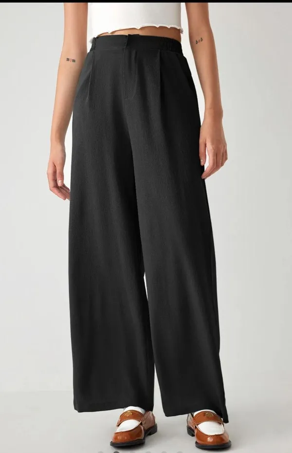 High waisted solid pleated wide leg trousers cider  - Image 3
