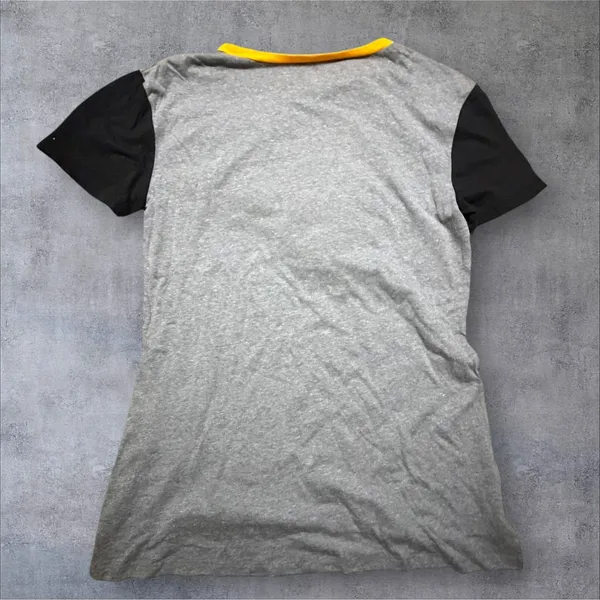 NFL Team Apparel Pittsburgh Steelers Women Medium Grey Black Ringer T-Shirt NWT - Image 2