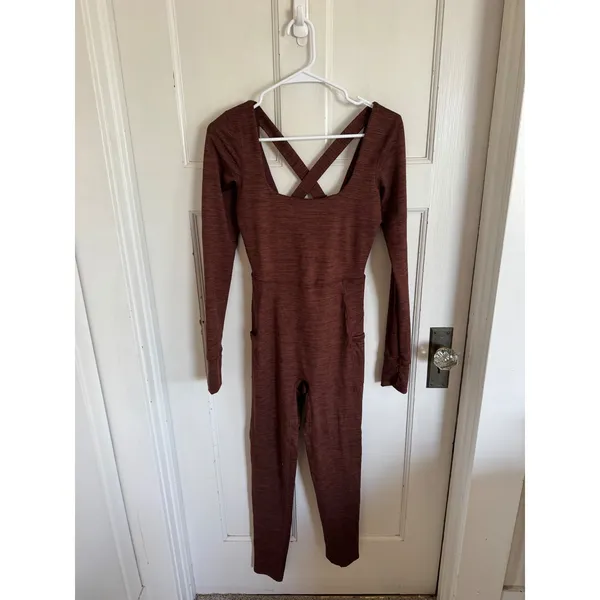 Free People FP Movement Releve brown‎ heathered jumpsuit size small - Image 3