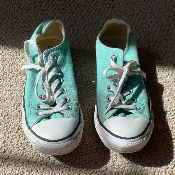 Converse Low Top Sneakers in Teal/Mint Green and White - Image 4