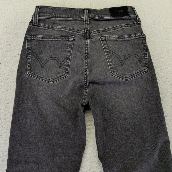 Edwin Bree Slim Straight Jeans Womens 25 Ash‎ Black Faded Raw Hem Made in USA - Image 5