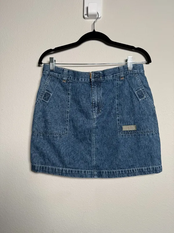 Vintage Y2K American Eagle Denim Blue Mini Skirt - Image 4