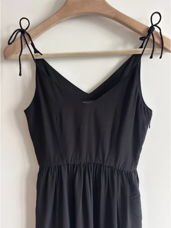 & Other Stories Black Tie Strap Midi Dress V Neck Sleeveless Size 0 EUR 32 - Image 9