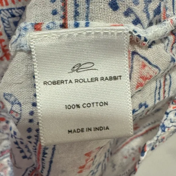Roberta Roller Rabbit Elephant Print‎ Gauze Lightweight V-neck Blouse Top Medium - Image 10
