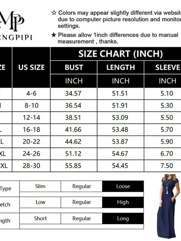 Women's Navy Blue Short Sleeve Maxi Dress with Pockets - Image 3