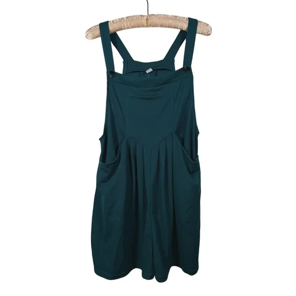 Halara Waffle Knit Shortalls Romper Jumper L Green Indie Granola Preppy Scandi - Image 2