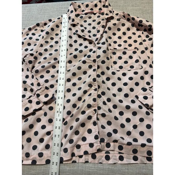 Victoria's Secret Pink Black Polka‎ Dot Pajama Shirt Top M M - Image 2