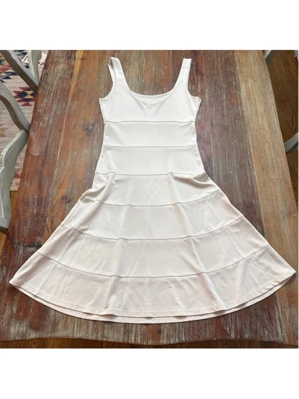 Josie Natori Cream Ivory Fit Flare A-Line Knit Dress XS - Image 10