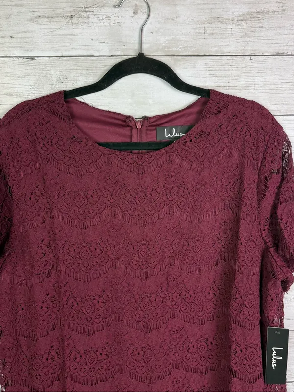 Lulus Take Me to Brunch Burgundy Lace Shift Dress Size XL - Image 4