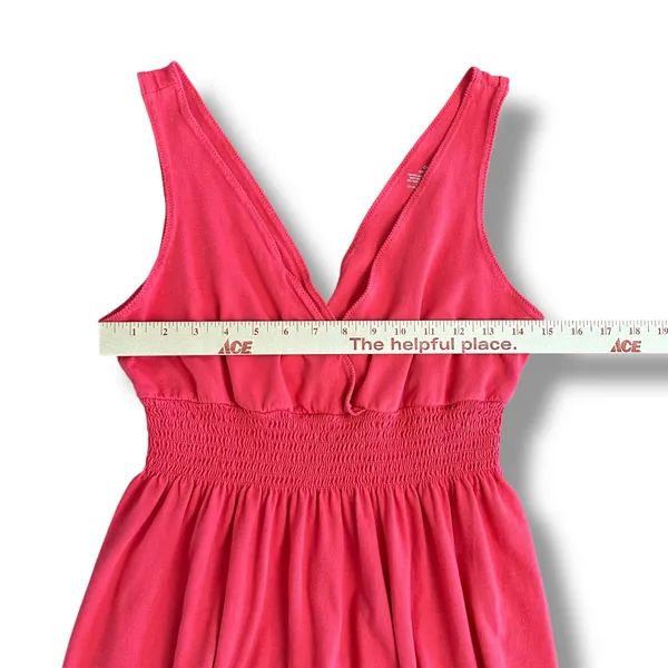 Old‎ Navy Coral Pink Sleeveless Smocked Waist Maxi Dress Women’s Medium Cotton - Image 3