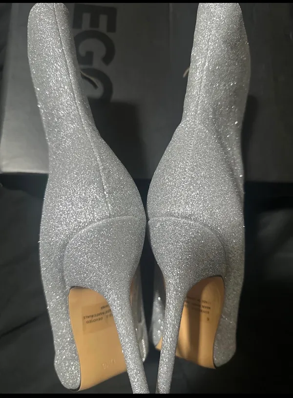EGO DEVOTED POINTED TOE STILETTO HEEL ANKLE BOOT IN SILVER GLITTER - Image 11